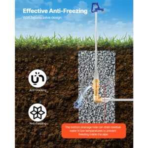 frost proof yard hydrant, 6.22ft freeze proof outdoor faucet with 48" bury depth, 3/4" npt pipe connection & 3/4" nh hose coupling, no lead freezeless hydrant for yard garden farm irrigation
