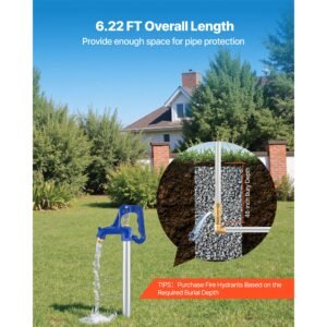 frost proof yard hydrant, 6.22ft freeze proof outdoor faucet with 48" bury depth, 3/4" npt pipe connection & 3/4" nh hose coupling, no lead freezeless hydrant for yard garden farm irrigation