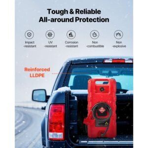 fuel caddy, 15 gallon, portable fuel tank with gravity & hand pump modes, fuel tank container with wheels, 10 ft delivery hose & manual pump, gas caddy for motorboats, atvs, gasoline & diesel