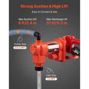 fuel transfer pump 110v, 15 gpm 57 l/min, ac electric oil transfer pump, with auto shut off fuel nozzle & discharge hose, high flow kit for gasoline, diesel, kerosene, biodiesel, ethanol blends