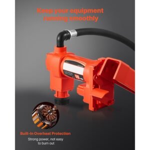 fuel transfer pump 110v, 15 gpm 57 l/min, ac electric oil transfer pump, with auto shut off fuel nozzle & discharge hose, high flow kit for gasoline, diesel, kerosene, biodiesel, ethanol blends