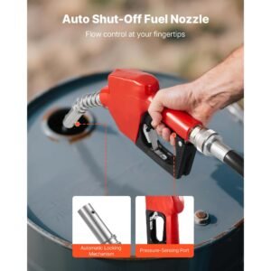 fuel transfer pump 110v, 15 gpm 57 l/min, ac electric oil transfer pump, with auto shut off fuel nozzle & discharge hose, high flow kit for gasoline, diesel, kerosene, biodiesel, ethanol blends