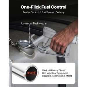fuel transfer pump, 12v dc 16 gpm 1/4 hp diesel pump, extractor pumps with manual nozzle, discharge hose and suction pipe, for gasoline, diesel, kerosene, ethanol methanol blends & biodiesel