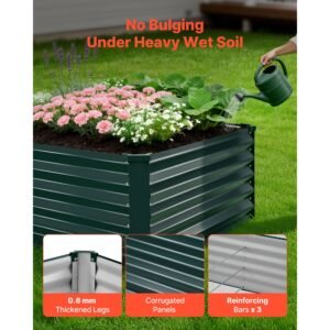galvanized raised garden bed, 6.67 x 3.35 x 1.51 ft, rectangular metal planter box kit outdoor, rustproof elevated planting box with gloves, alu zinc, for growing flowers vegetables, dark green
