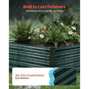 galvanized raised garden bed, 6.67 x 3.35 x 1.51 ft, rectangular metal planter box kit outdoor, rustproof elevated planting box with gloves, alu zinc, for growing flowers vegetables, dark green