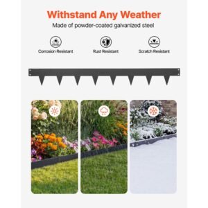 galvanized steel landscape edging, 10 pack 40 x 4.5 inch metal edging for landscaping with 11 mounting clips, heavy duty metal garden edge border for flower bed, yard pathway, black