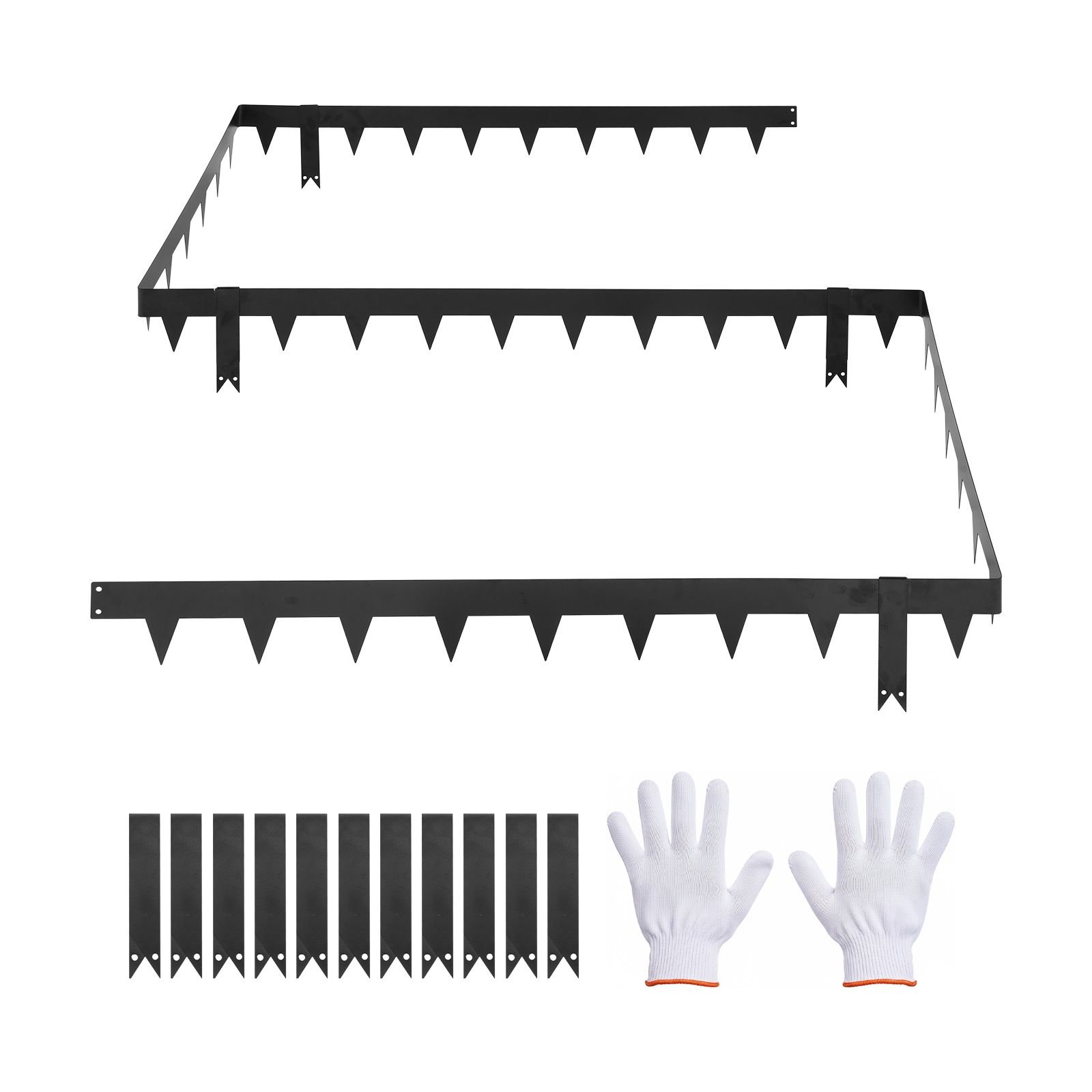 galvanized steel landscape edging, 10 pack 40 x 4.5 inch metal edging for landscaping with 11 mounting clips, heavy duty metal garden edge border for flower bed, yard pathway, black