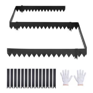 Galvanized Steel Landscape Edging, 12-Pack 40 x 6 Inch Metal Edging for Landscaping with 14 Mounting Clips, Heavy Duty Metal Garden Edge Border for Flower Bed, Yard Pathway, Black