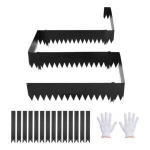 Galvanized Steel Landscape Edging, 12-Pack 40 x 8 Inch Metal Edging for Landscaping with 14 Mounting Clips, Heavy Duty Metal Garden Edge Border for Flower Bed, Yard Pathway, Black