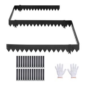 Galvanized Steel Landscape Edging, 24-Pack 40 x 6 Inch Metal Edging for Landscaping with 26 Mounting Clips, Heavy Duty Metal Garden Edge Border for Flower Bed, Yard Pathway, Black