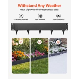 galvanized steel landscape edging, 6 pack 40 x 8.15 inch metal edging for landscaping with gloves, easy to install, heavy duty metal garden edge border for flower bed, yard pathway