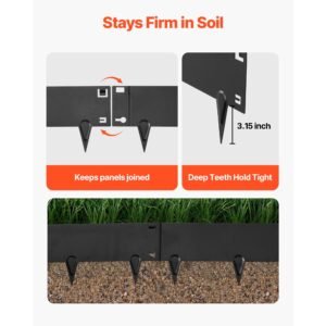 galvanized steel landscape edging, 6 pack 40 x 8.15 inch metal edging for landscaping with gloves, easy to install, heavy duty metal garden edge border for flower bed, yard pathway