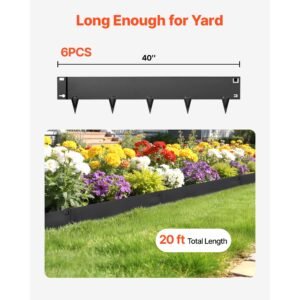 galvanized steel landscape edging, 6 pack 40 x 8.15 inch metal edging for landscaping with gloves, easy to install, heavy duty metal garden edge border for flower bed, yard pathway