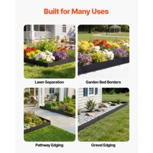 galvanized steel landscape edging, 6 pack 40 x 8.15 inch metal edging for landscaping with gloves, easy to install, heavy duty metal garden edge border for flower bed, yard pathway