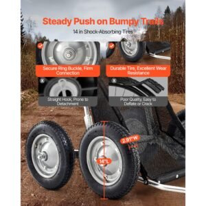game carts for hunting, 500lbs deer cart game hauler, heavy duty crawler cart, all terrain folding deer hauling cart with shock absorbing tires, utility gear dolly for hunting fishing hiking