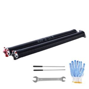 Garage Door Torsion Springs, Pair of 0.25 x 2 x 31 in, 16000 Cycles, Electrophoresis Black Coated for Replacement, Garage Door Springs with Non-Slip Winding Bars, Gloves and Mounting Wrench