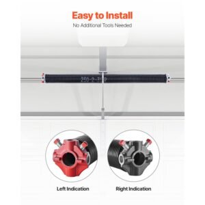 garage door torsion springs, pair of 0.25 x 2 x 31 in, 16000 cycles, electrophoresis black coated for replacement, garage door springs with non slip winding bars, gloves and mounting wrench