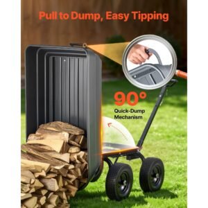 garden dump cart, 1200 lbs poly dump cart, 7 cu. ft. garden carts dumps wagon with 2 in 1 convertible handle, 90° quick dumps mechanism, 180° swivel wheels, yard wagon for plants, soil, crops