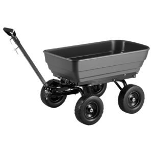 Garden Dump Cart, 1200 lbs Poly Dump Cart, 7 Cu. Ft. Garden Carts Dumps Wagon with 2-in-1 Convertible Handle, 90° Quick-Dumps Mechanism, 180° Swivel Wheels, Yard Wagon for Plants, Soil, Crops