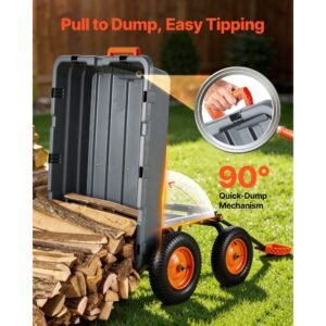 garden dump cart, 1500 lbs poly dump cart, garden carts dumps wagon with 90° quick dumps mechanism, adjustable handle, 270° flexible rotating bearings, yard wagon for plants, soil, crops