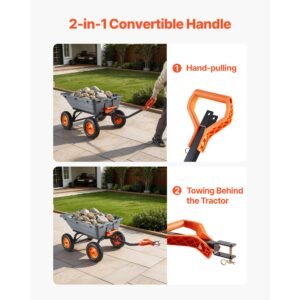 garden dump cart, 1500 lbs poly dump cart, garden carts dumps wagon with 90° quick dumps mechanism, adjustable handle, 270° flexible rotating bearings, yard wagon for plants, soil, crops