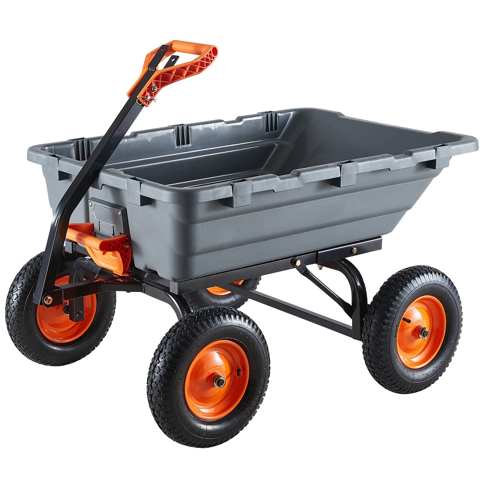 garden dump cart, 1500 lbs poly dump cart, garden carts dumps wagon with 90° quick dumps mechanism, adjustable handle, 270° flexible rotating bearings, yard wagon for plants, soil, crops