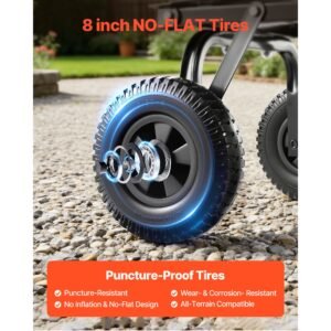 garden dump cart, 400 lbs poly dump cart, garden carts dumps wagon with 90° quick dumps mechanism, 180° swivel wheels, 270° flexible rotating bearings, yard wagon for plants, soil, crops