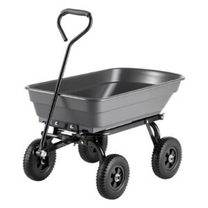 Garden Dump Cart, 400 lbs Poly Dump Cart, Garden Carts Dumps Wagon with 90° Quick-Dumps Mechanism, 180° Swivel Wheels, 270° Flexible Rotating Bearings, Yard Wagon for Plants, Soil, Crops