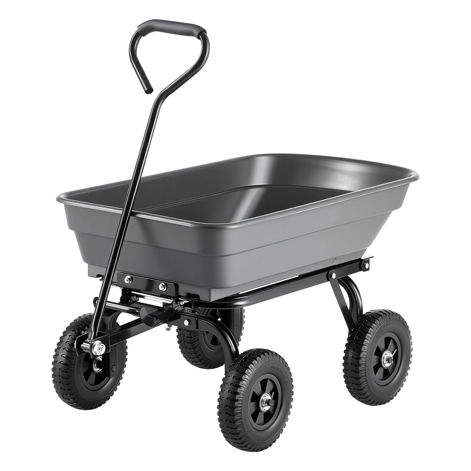 garden dump cart, 400 lbs poly dump cart, garden carts dumps wagon with 90° quick dumps mechanism, 180° swivel wheels, 270° flexible rotating bearings, yard wagon for plants, soil, crops