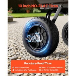 garden dump cart, 600 lbs poly dump cart, garden carts dumps wagon with 90° quick dumps mechanism, 180° swivel wheels, 270° flexible rotating bearings, yard wagon for plants, soil, crops