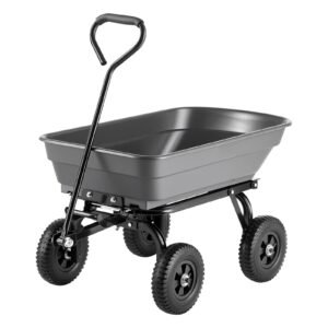 Garden Dump Cart, 600 lbs Poly Dump Cart, Garden Carts Dumps Wagon with 90° Quick-Dumps Mechanism, 180° Swivel Wheels, 270° Flexible Rotating Bearings, Yard Wagon for Plants, Soil, Crops