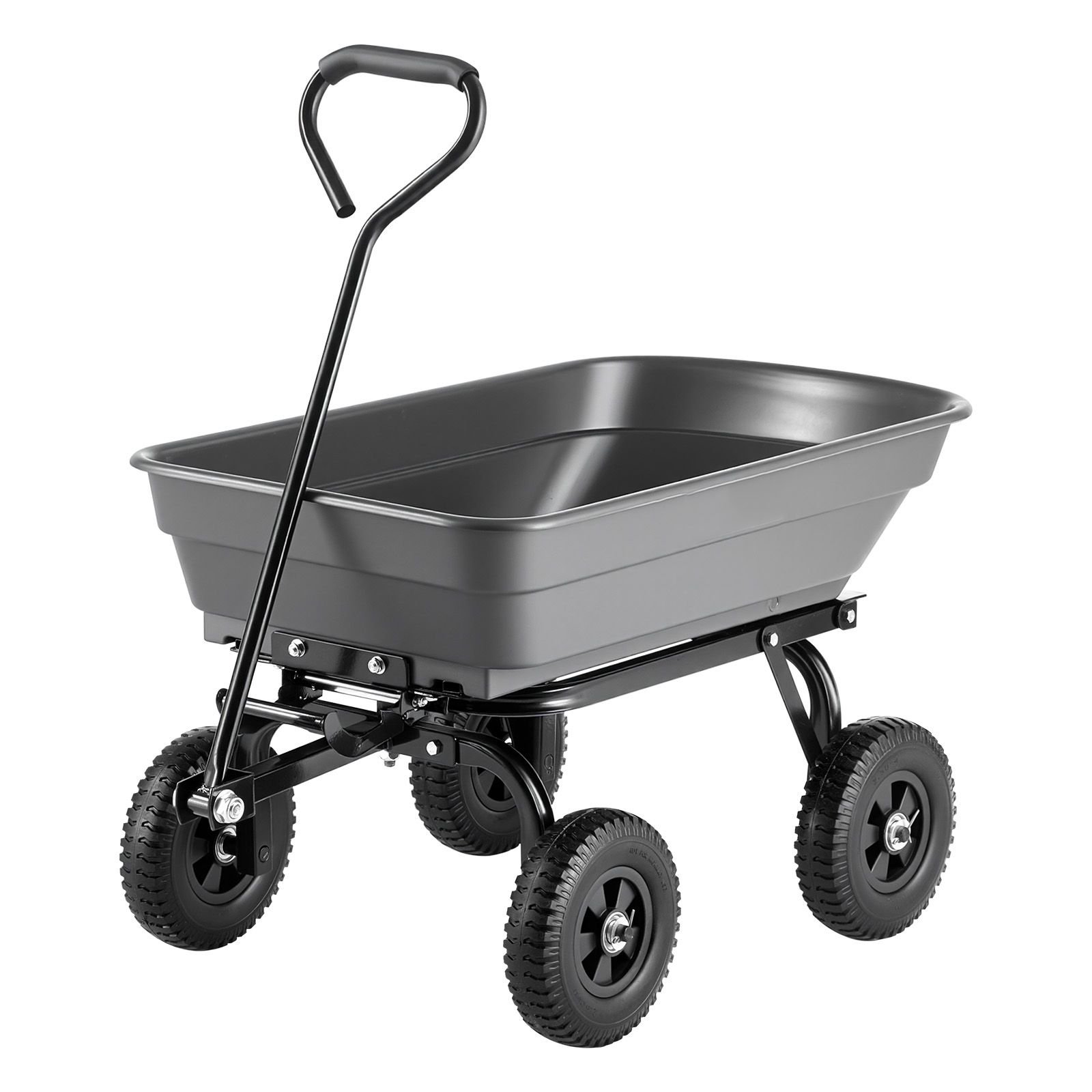 garden dump cart, 600 lbs poly dump cart, garden carts dumps wagon with 90° quick dumps mechanism, 180° swivel wheels, 270° flexible rotating bearings, yard wagon for plants, soil, crops