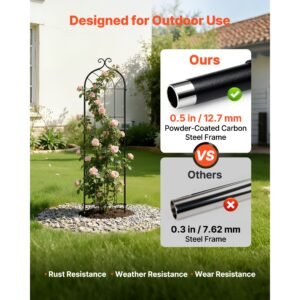 garden trellis, 60 x 15 inch rose trellis, 4 packs garden flower rose trellises with powder coated finish & convenient locking design, plant support trellises for flowers, vegetables, roses