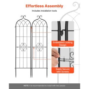 garden trellis, 60 x 15 inch rose trellis, 4 packs garden flower rose trellises with powder coated finish & convenient locking design, plant support trellises for flowers, vegetables, roses