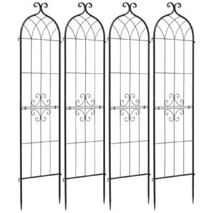 Garden Trellis, 60 x 15 inch Rose Trellis, 4 Packs Garden Flower Rose Trellises with Powder-Coated Finish & Convenient Locking Design, Plant Support Trellises for Flowers, Vegetables, Roses