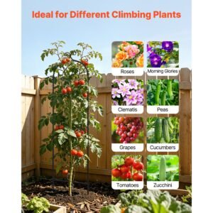 garden trellis, 60 x 15 inch rose trellis, 4 packs garden flower rose trellises with powder coated finish & convenient locking design, plant support trellises for flowers, vegetables, roses