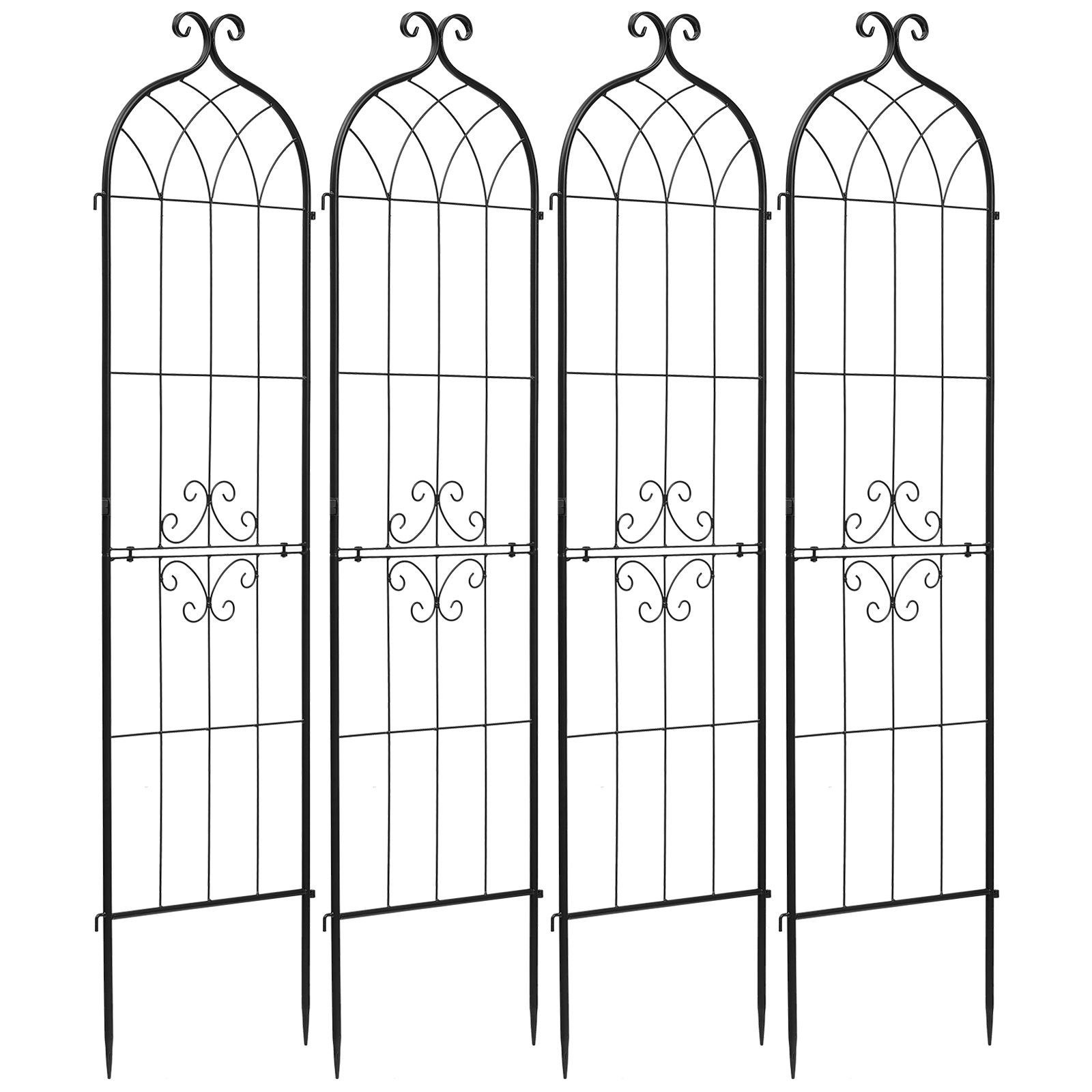 garden trellis, 60 x 15 inch rose trellis, 4 packs garden flower rose trellises with powder coated finish & convenient locking design, plant support trellises for flowers, vegetables, roses