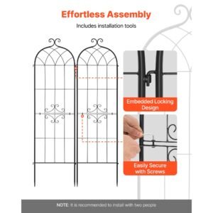 garden trellis, 71 x 20 inch rose trellis, 2 packs garden flower rose trellises with powder coated finish & convenient locking design, plant support trellises for flowers, vegetables, roses