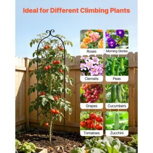 garden trellis, 71 x 20 inch rose trellis, 2 packs garden flower rose trellises with powder coated finish & convenient locking design, plant support trellises for flowers, vegetables, roses