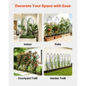 garden trellis, 71 x 20 inch rose trellis, 2 packs garden flower rose trellises with powder coated finish & convenient locking design, plant support trellises for flowers, vegetables, roses