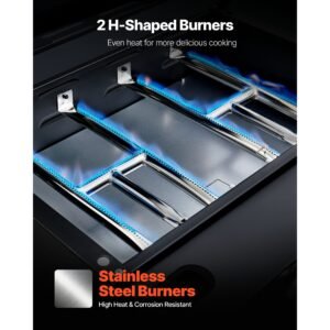 gas griddle, 2 burner tabletop griddle, 22 inch portable griddles propane with lid, oil drain hole & oil collection tray, 2 x 11000btu camping flat top grill for outdoor cooking, tailgating