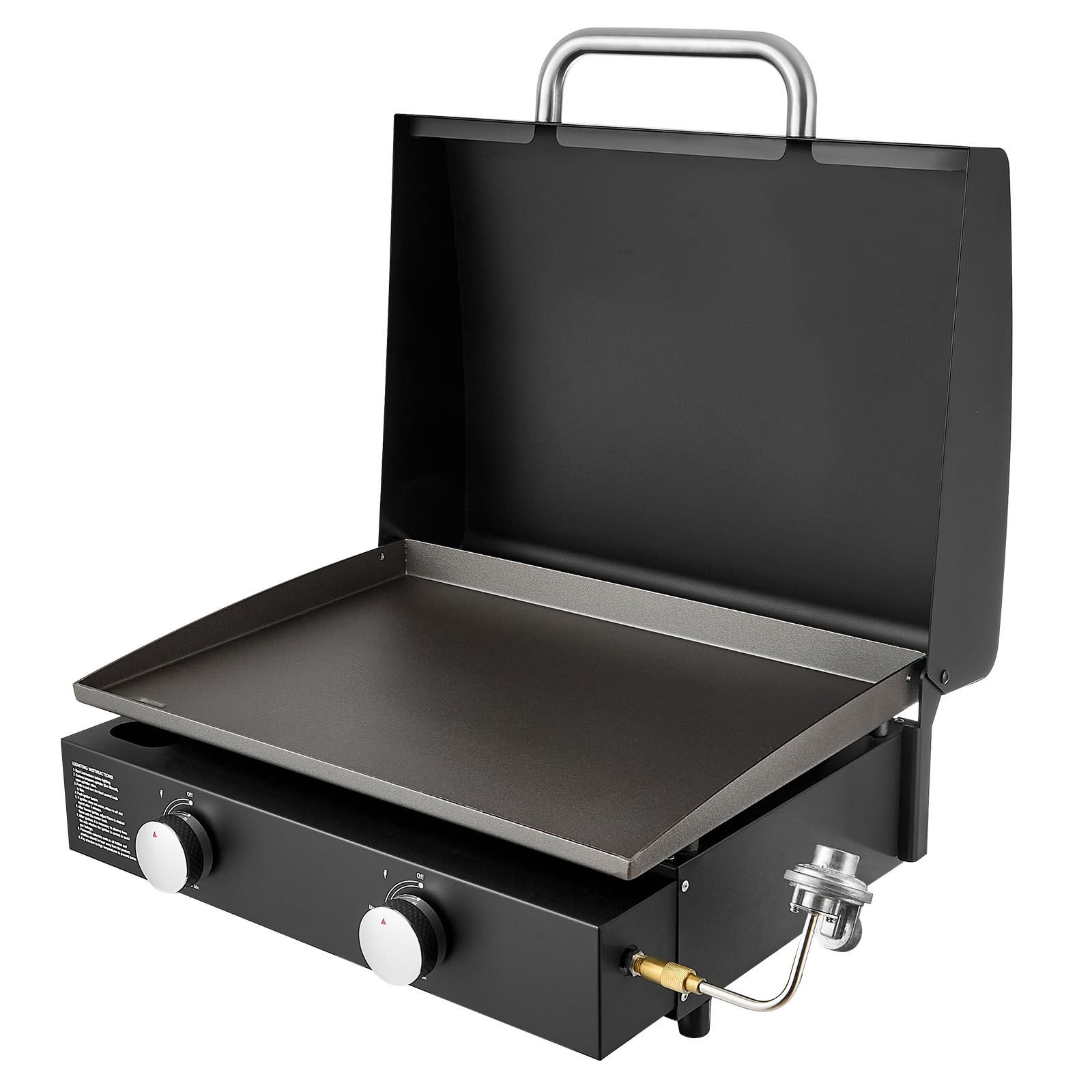 gas griddle, 2 burner tabletop griddle, 22 inch portable griddles propane with lid, oil drain hole & oil collection tray, 2 x 11000btu camping flat top grill for outdoor cooking, tailgating