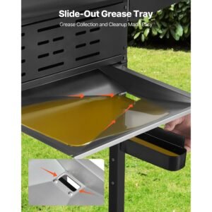gas grill, 3 burner propane gas grill with spacious 338 sq.in grilling area, carbon steel enamel grates, outdoor 36,000 btu patio garden bbq grills with foldable side shelves, carbon steel