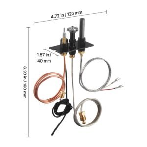 gas pilot assembly, oe 10002265, 10002264, srv10002264 fireplace gas pilot assembly, natural gas & lpg ignition replacement, fit majestic, vermont castings, temco, dutchwest, monessen, century