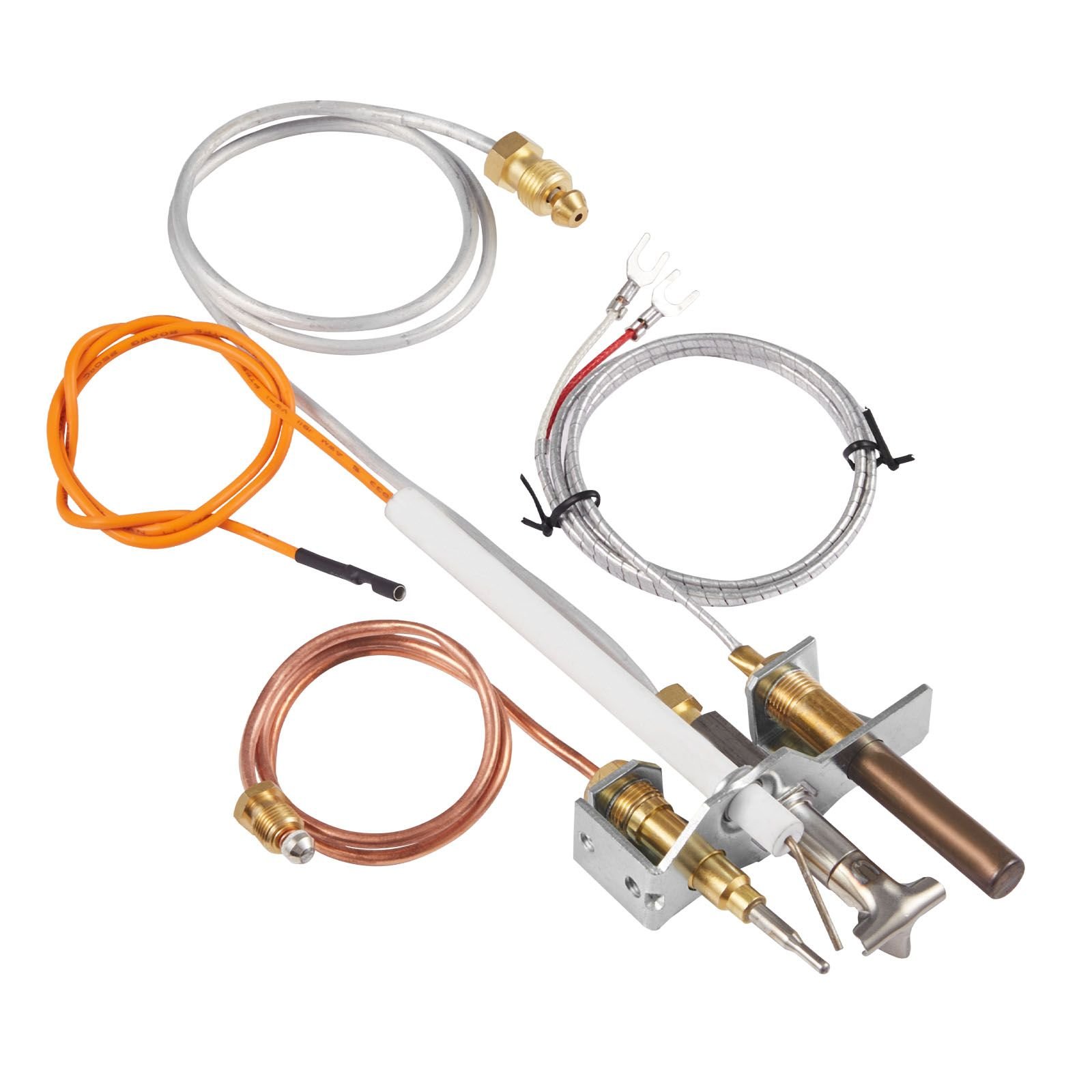 gas pilot assembly, oe 4021 732, 25660 fireplace gas pilot assembly, natural gas ignition replacement with pilot tube, thermocouple, thermopile, wires, compatible with heatilator models