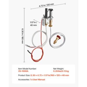 gas pilot assembly, oe 446 512a, hsrv 446 512a, srv 446 512a fireplace gas pilot assembly kit, natural gas ignition replacement, compatible with heat & glo, heatilator, lennox, regency models