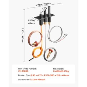 gas pilot assembly, oe 485 510a,4021 736,2103 010 fireplace gas pilot assembly kit, natural gas ignition replacement, compatible with quadra fire, heat & glo, heatilator models,black