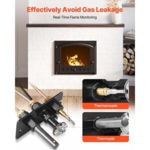 gas pilot assembly, oe 69l17, 69l1701, 904405, j4117, 108084 02 fireplace gas pilot assembly kit, natural gas ignition replacement, compatible with lennox, superior, astria models, black