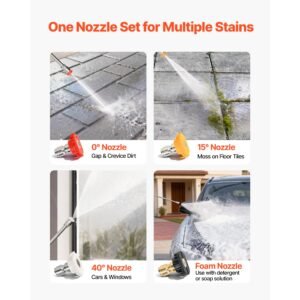 gas pressure washer 2900 psi and 1.85 max gpm, upgrade aluminum pump with spray gun and wand, 4 nozzle set, gas powered pressure washer for cars, fences, driveways, homes, patios, furniture