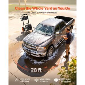 gas pressure washer 2900 psi and 1.85 max gpm, upgrade aluminum pump with spray gun and wand, 4 nozzle set, gas powered pressure washer for cars, fences, driveways, homes, patios, furniture